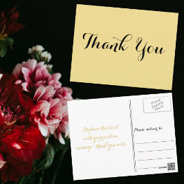 Elegante tarjeta de agradecimiento de boda Faux Go