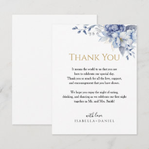 Elegante tarjeta de agradecimiento de boda floral