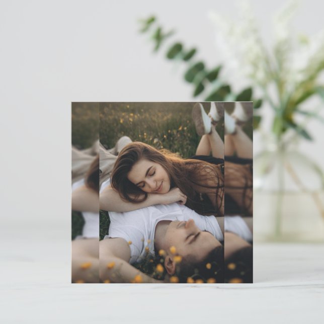 Elegante tarjeta de agradecimiento de boda floral  (Anverso de pie)