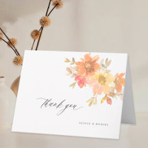 Elegante tarjeta de agradecimiento de boda floral 