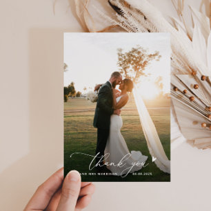 elegante tarjeta de agradecimiento de boda minimal