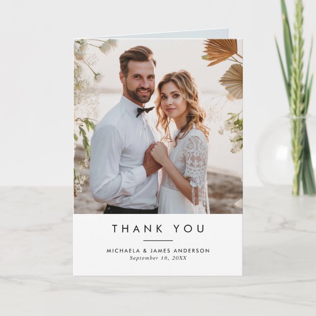 Elegante Tarjeta de Agradecimiento de Boda Moderna (Anverso)
