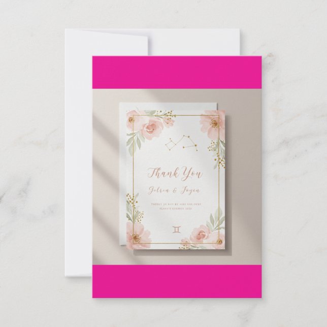 Elegante tarjeta de agradecimiento de boda para Gé (Anverso)