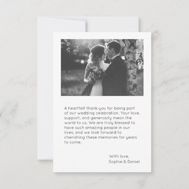 Elegante Tarjeta de agradecimiento de boda | Perso (Reverso)