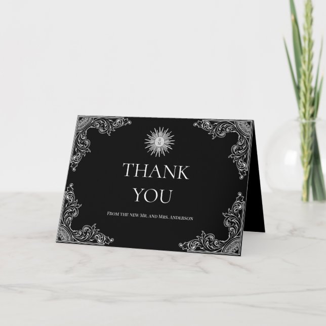 Elegante tarjeta de agradecimiento de boda persona (Anverso)