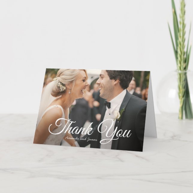 Elegante tarjeta de agradecimiento de boda persona (Anverso)
