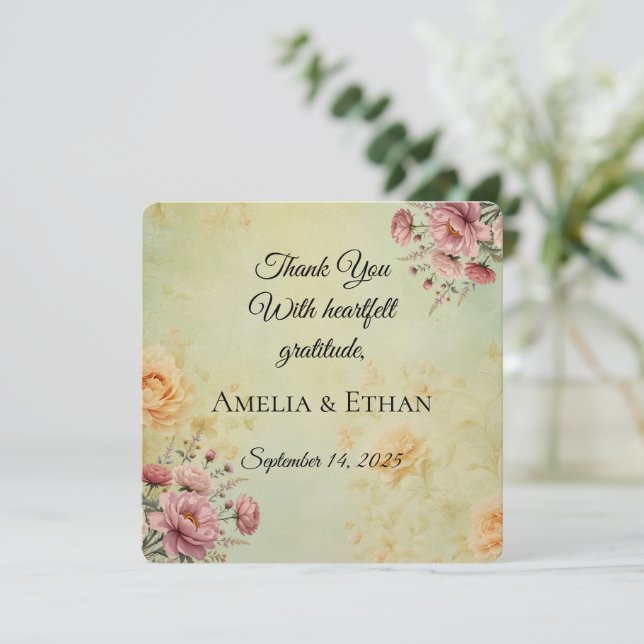 Elegante Tarjeta De Agradecimiento De Boda Plano (Anverso de pie)