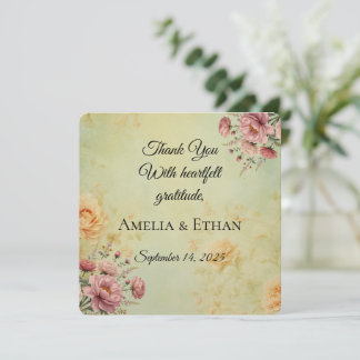 Elegante Tarjeta De Agradecimiento De Boda Plano