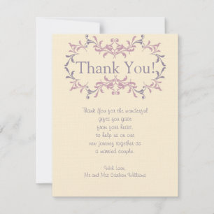 Elegante tarjeta de agradecimiento de Boda púrpura
