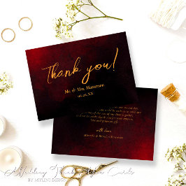 Elegante tarjeta de agradecimiento de Boda rojo ne