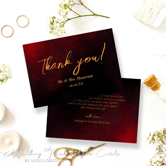 Elegante tarjeta de agradecimiento de Boda rojo ne (Subido por el creador)
