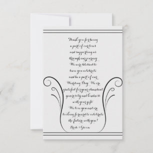 Elegante Tarjeta De Agradecimiento De Boda Swirl