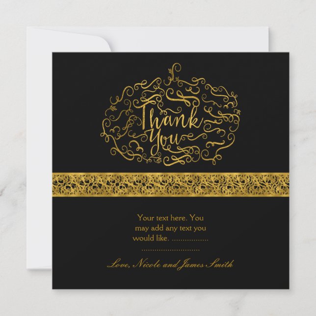 Elegante tarjeta de agradecimiento de calabaza de  (Anverso)