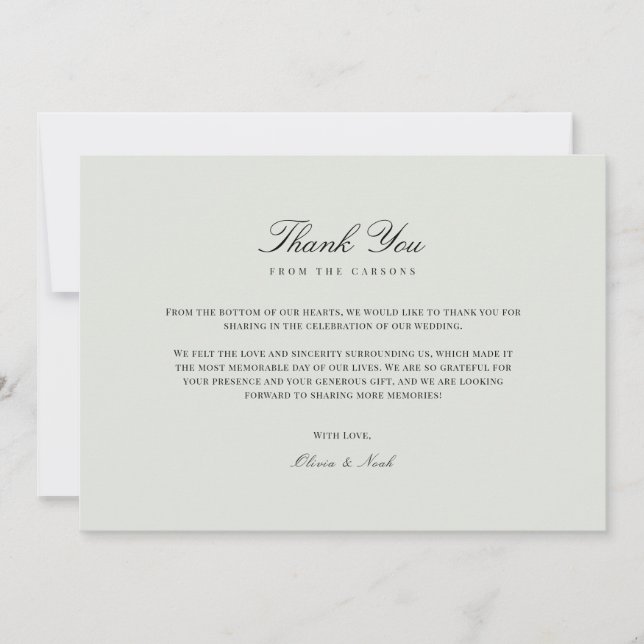 Elegante tarjeta de agradecimiento de color negro  (Anverso)