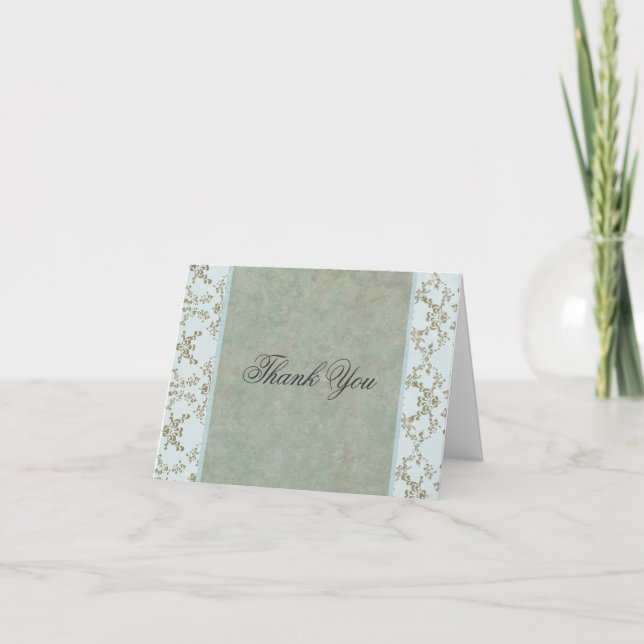 Elegante Tarjeta De Agradecimiento De Damasco (Anverso)