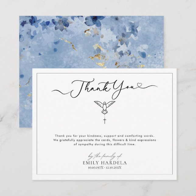 Elegante tarjeta de agradecimiento de Dove Cross F (Anverso / Reverso)