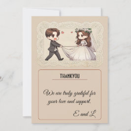 Elegante tarjeta de agradecimiento de encaje / Bod