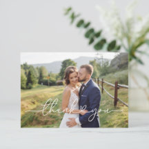 Elegante Tarjeta de Agradecimiento de Foto de Boda