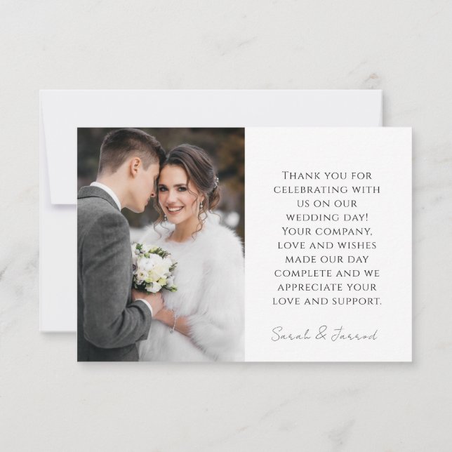 Elegante tarjeta de agradecimiento de foto de boda (Reverso)