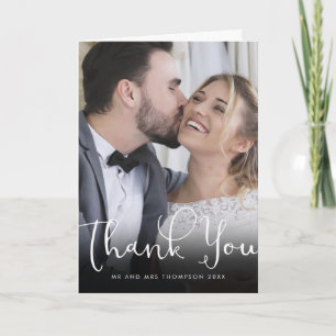Elegante tarjeta de agradecimiento de foto de boda