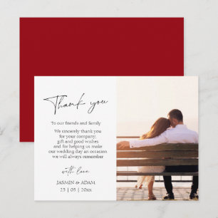 Elegante Tarjeta de Agradecimiento de Foto de Boda