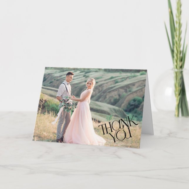Elegante tarjeta de agradecimiento de foto de boda (Anverso)