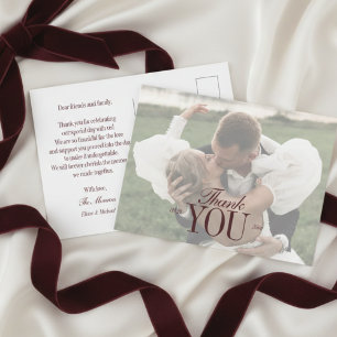 Elegante Tarjeta de Agradecimiento de Foto de Boda