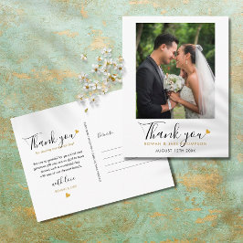 Elegante Tarjeta de Agradecimiento de Foto de Boda