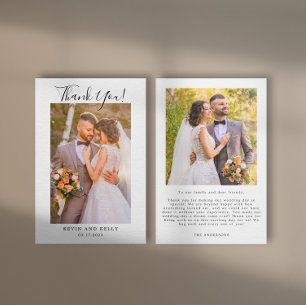 Elegante tarjeta de agradecimiento de foto de boda