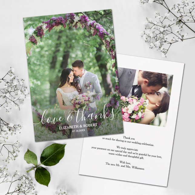 Elegante tarjeta de agradecimiento de foto de boda (Subido por el creador)