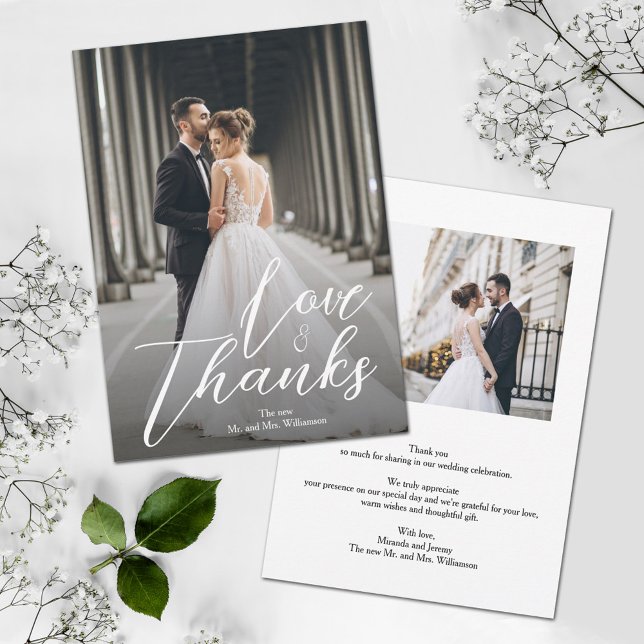 Elegante tarjeta de agradecimiento de foto de boda (Subido por el creador)