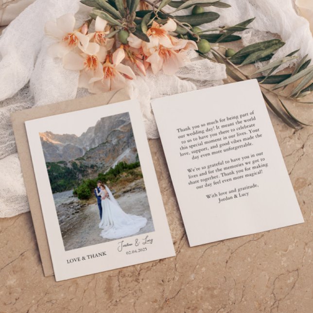 Elegante tarjeta de agradecimiento de foto de boda (Subido por el creador)