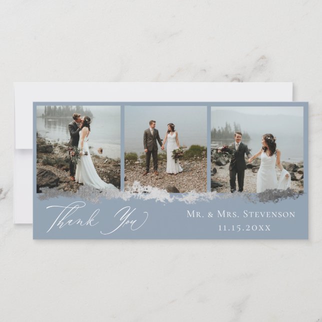 Elegante tarjeta de agradecimiento de foto de boda (Anverso)