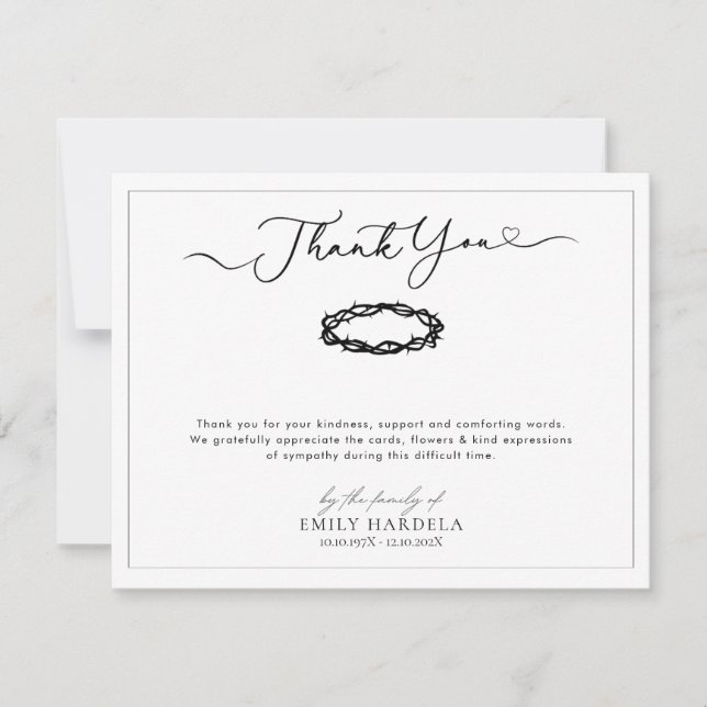 Elegante tarjeta de agradecimiento de funeral azul (Anverso)