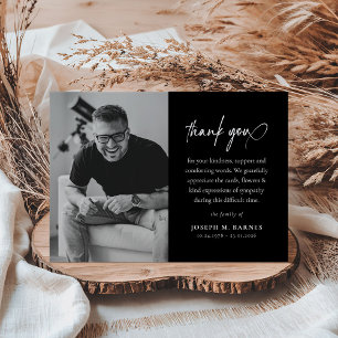 Elegante tarjeta de agradecimiento de funeral con 