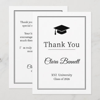 Elegante Tarjeta de Agradecimiento de Graduación e