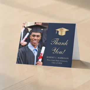 Elegante Tarjeta de Agradecimiento de Graduación e