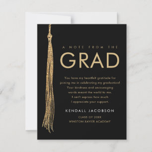 Elegante tarjeta de agradecimiento de graduación p
