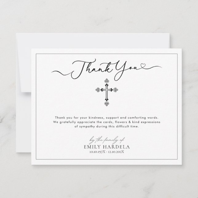 Elegante tarjeta de agradecimiento de la Cruz Azul (Anverso)