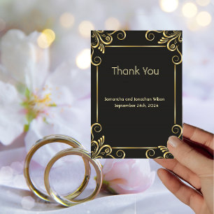 Elegante Tarjeta De Agradecimiento De Oro Art Deco