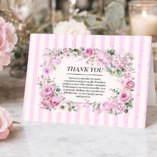 Elegante Tarjeta de Agradecimiento de Peonía y Ros