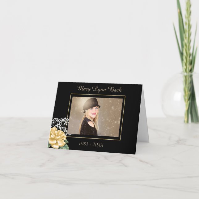 Elegante tarjeta de agradecimiento en memoria de n (Anverso)