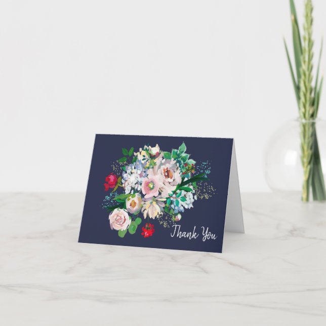 Elegante Tarjeta de Agradecimiento Floral Colorida (Anverso)