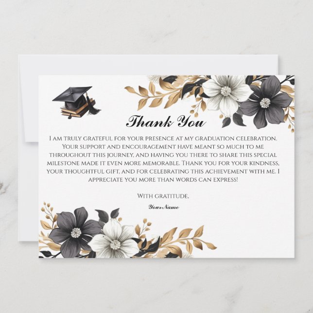 Elegante tarjeta de agradecimiento floral de color (Anverso)