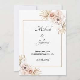 Elegante tarjeta de agradecimiento floral de Rubor