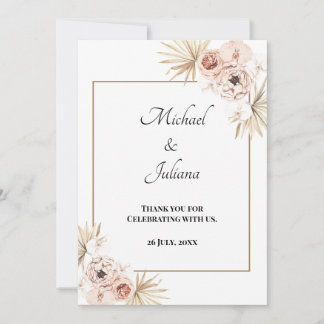 Elegante tarjeta de agradecimiento floral de Rubor