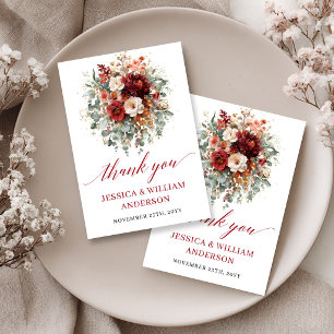 Elegante Tarjeta de Agradecimiento Floral Otoño Bo