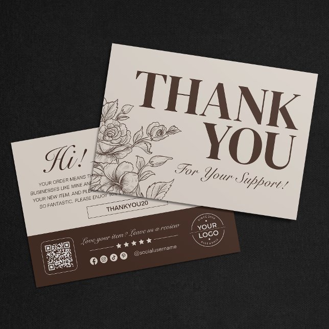 Elegante tarjeta de agradecimiento floral para peq (Subido por el creador)
