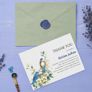 Elegante tarjeta de agradecimiento funeral acuarel