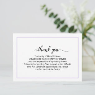 Elegante Tarjeta de Agradecimiento Funeral con Cal